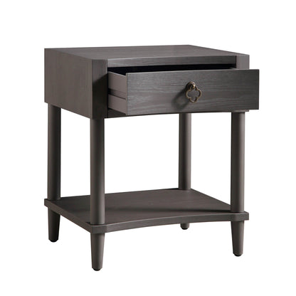 Thalia Concave 1 Drawer Bedside Table, Silver Oak