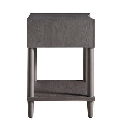 Thalia Concave 1 Drawer Bedside Table, Silver Oak