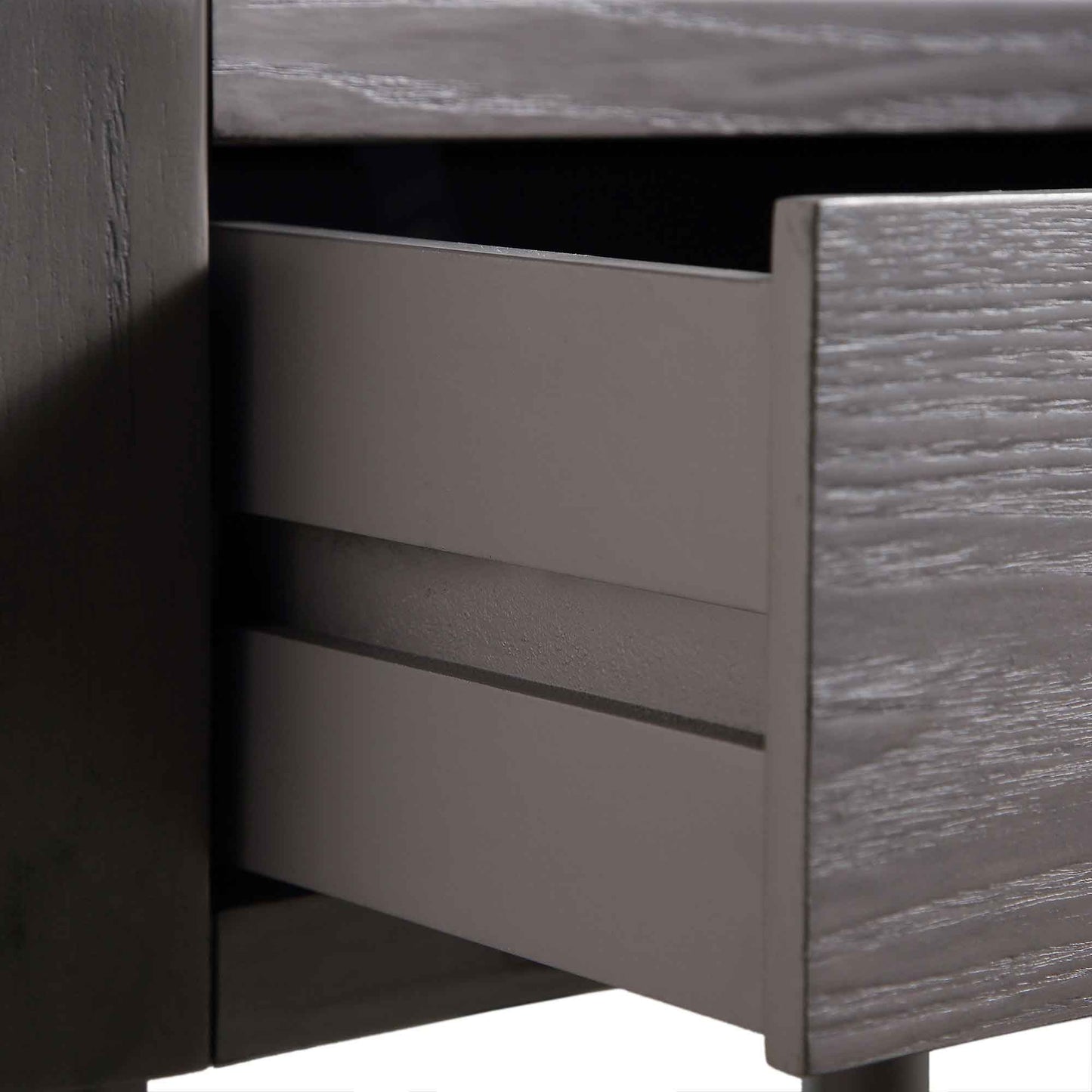 Thalia Concave 1 Drawer Bedside Table, Silver Oak