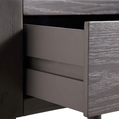 Thalia Concave 1 Drawer Bedside Table, Silver Oak