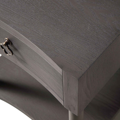 Thalia Concave 1 Drawer Bedside Table, Silver Oak