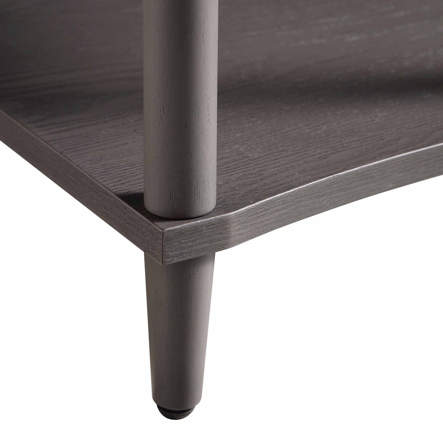 Thalia Concave 1 Drawer Bedside Table, Silver Oak