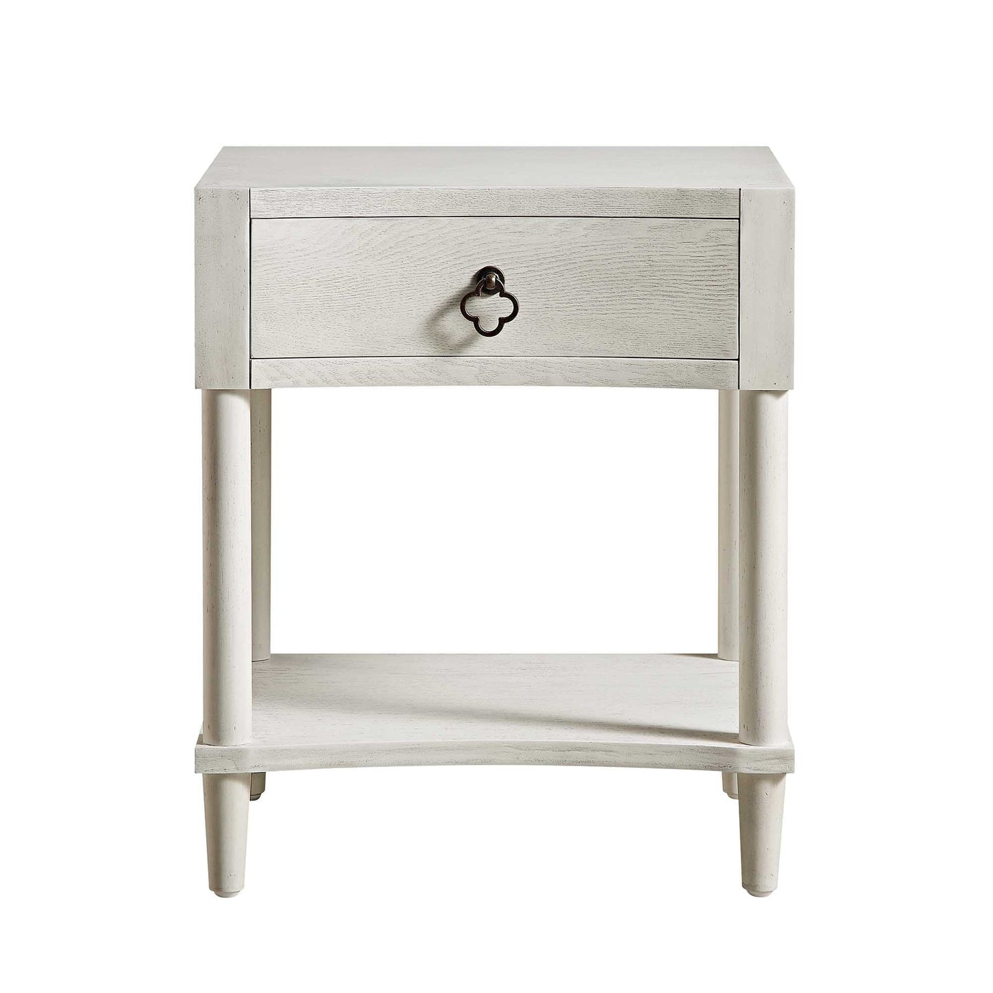 Thalia Concave 1 Drawer Bedside Table, Washed White