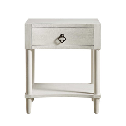 Thalia Concave 1 Drawer Bedside Table, Washed White