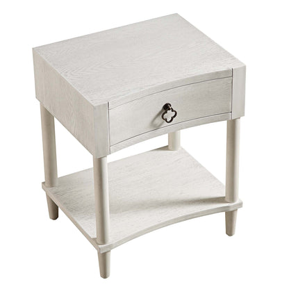 Thalia Concave 1 Drawer Bedside Table, Washed White