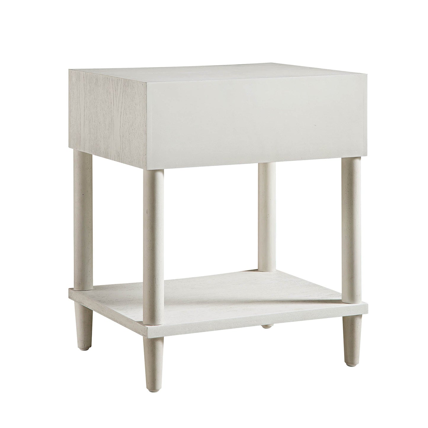 Thalia Concave 1 Drawer Bedside Table, Washed White