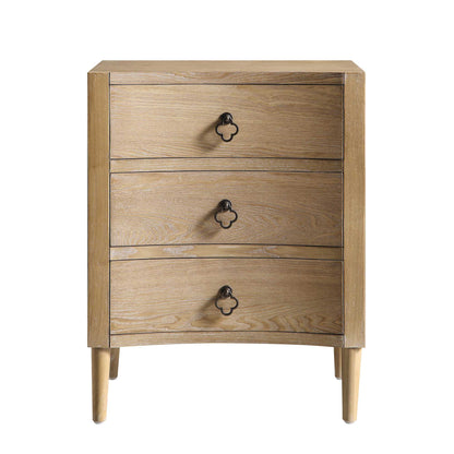 Thalia Concave 3 Drawer Bedside Table, Natural
