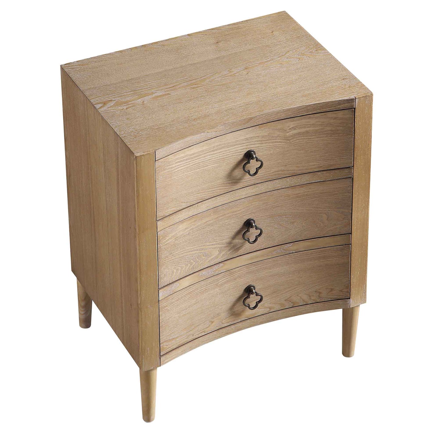 Thalia Concave 3 Drawer Bedside Table, Natural