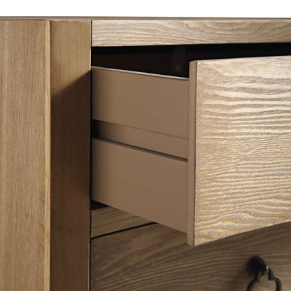 Thalia Concave 3 Drawer Bedside Table, Natural