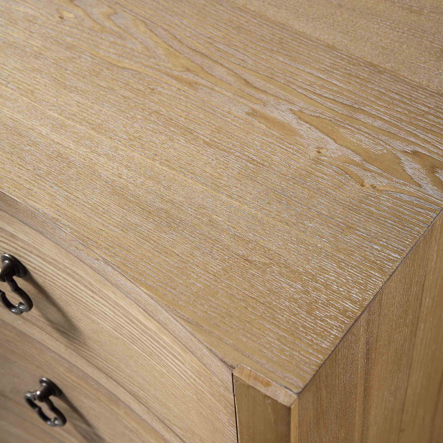Thalia Concave 3 Drawer Bedside Table, Natural