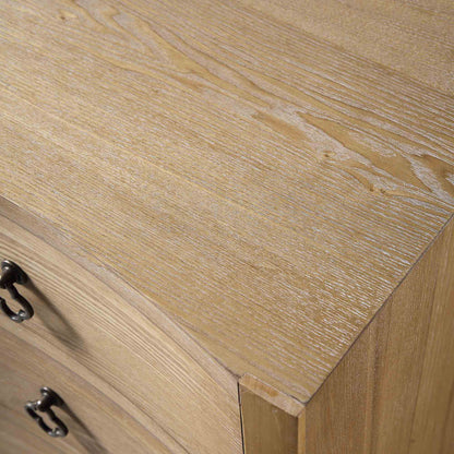 Thalia Concave 3 Drawer Bedside Table, Natural
