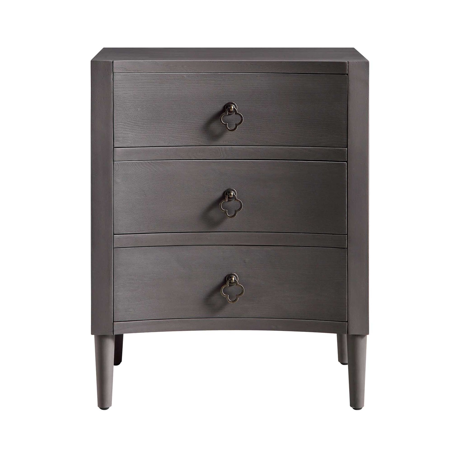 Thalia Concave 3 Drawer Bedside Table, Silver Oak