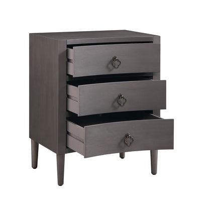 Thalia Concave 3 Drawer Bedside Table, Silver Oak