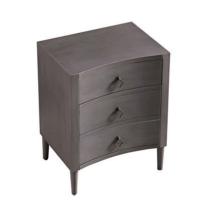 Thalia Concave 3 Drawer Bedside Table, Silver Oak