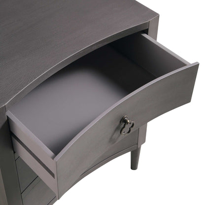 Thalia Concave 3 Drawer Bedside Table, Silver Oak