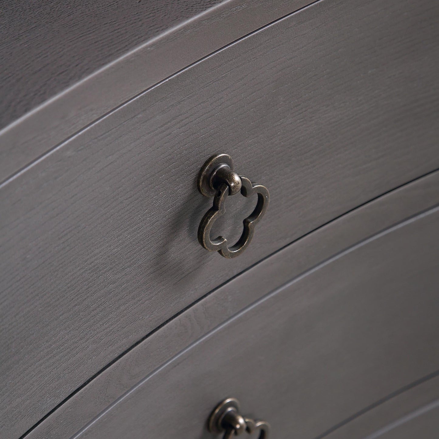 Thalia Concave 3 Drawer Bedside Table, Silver Oak