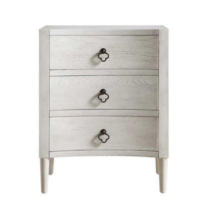 Thalia Concave 3 Drawer Bedside Table, Washed White