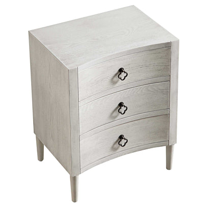 Thalia Concave 3 Drawer Bedside Table, Washed White