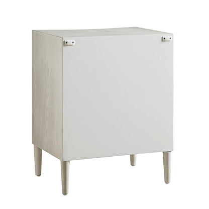 Thalia Concave 3 Drawer Bedside Table, Washed White