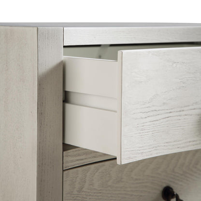 Thalia Concave 3 Drawer Bedside Table, Washed White