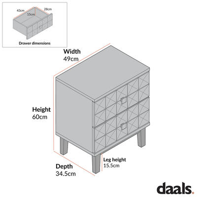 Gibbs 2-Drawer Bedside Table, Natural