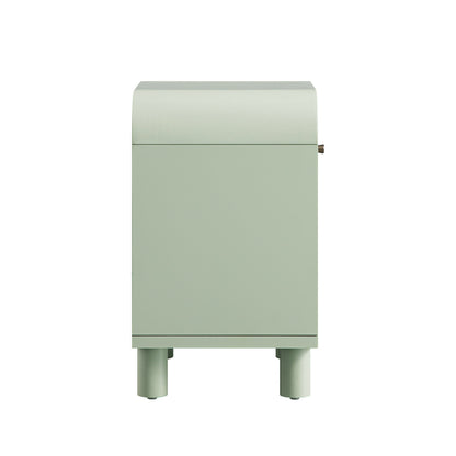 Maude 2 Drawer Bedside Table, Muted Pistachio Ash with Raffia