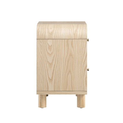 Maude 2 Drawer Bedside Table, Natural Ash with Raffia