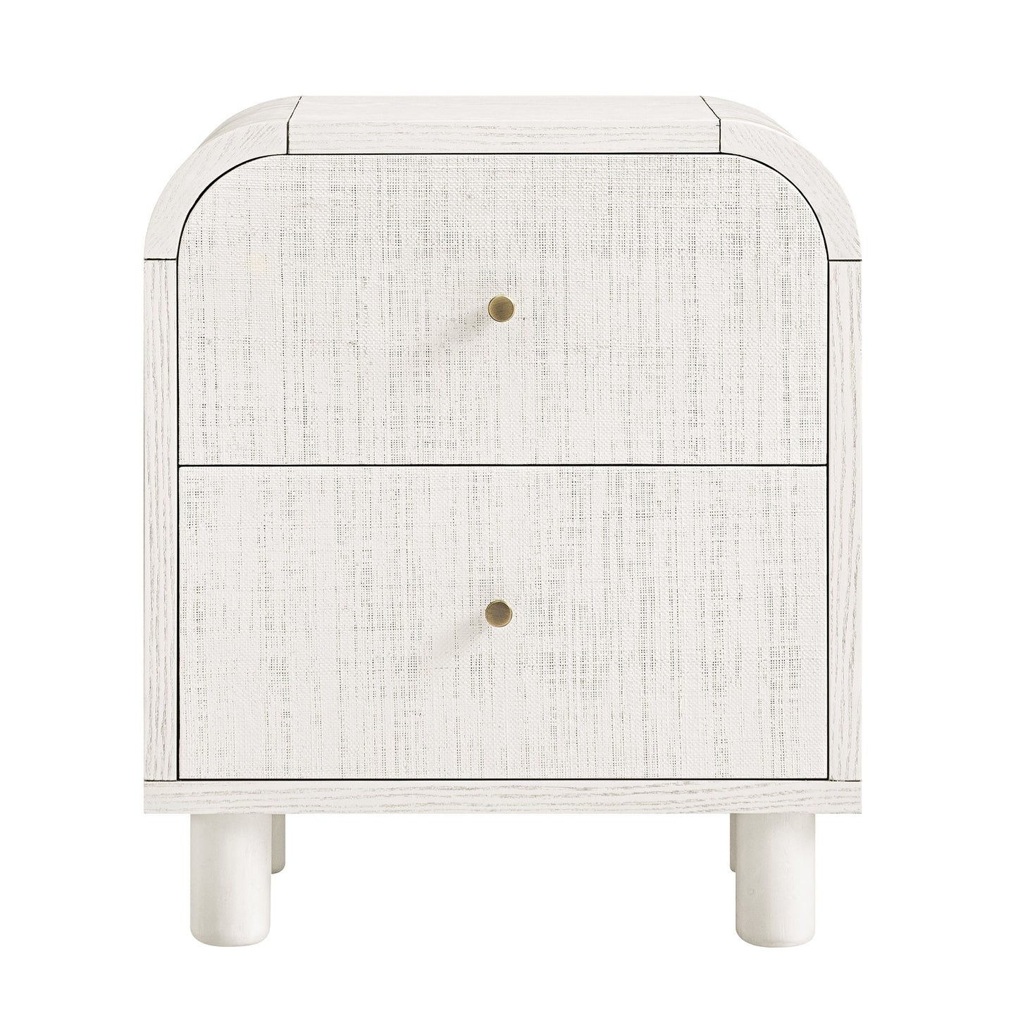 Maude 2 Drawer Bedside Table, Washed White Ash with Raffia