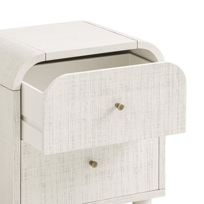 Maude 2 Drawer Bedside Table, Washed White Ash with Raffia
