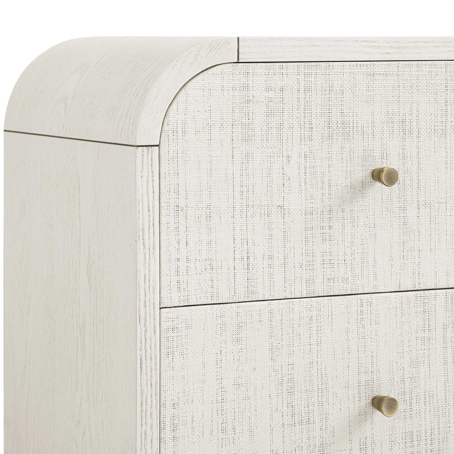 Maude 2 Drawer Bedside Table, Washed White Ash with Raffia