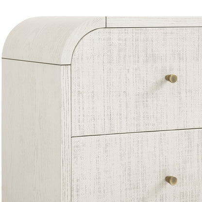 Maude 2 Drawer Bedside Table, Washed White Ash with Raffia