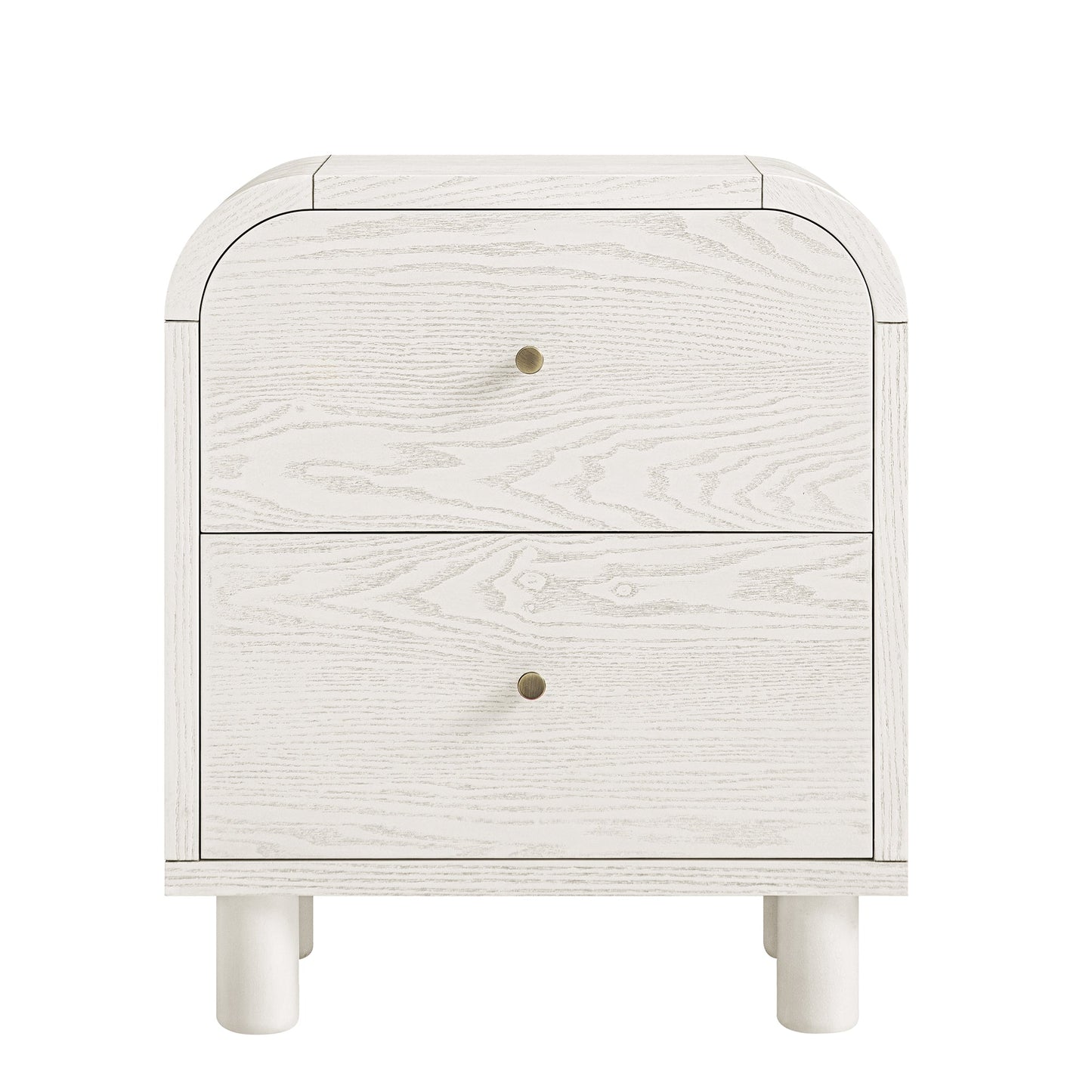 Maude 2 Drawer Bedside Table, Washed White Ash