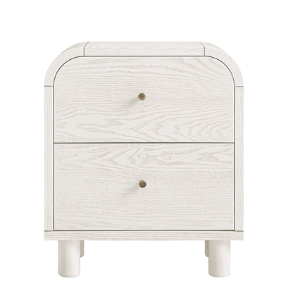 Maude 2 Drawer Bedside Table, Washed White Ash