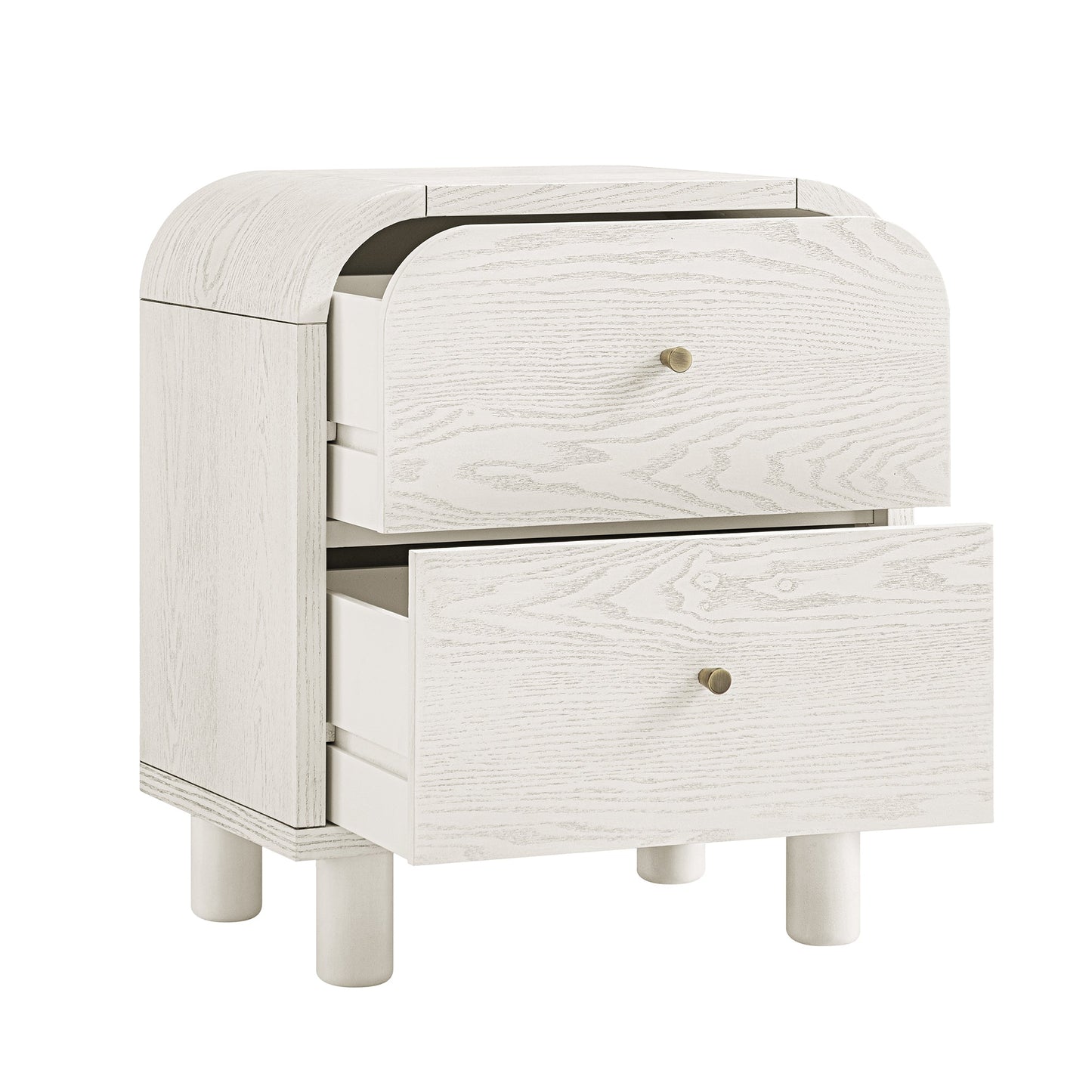 Maude 2 Drawer Bedside Table, Washed White Ash