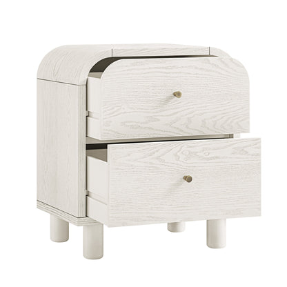 Maude 2 Drawer Bedside Table, Washed White Ash