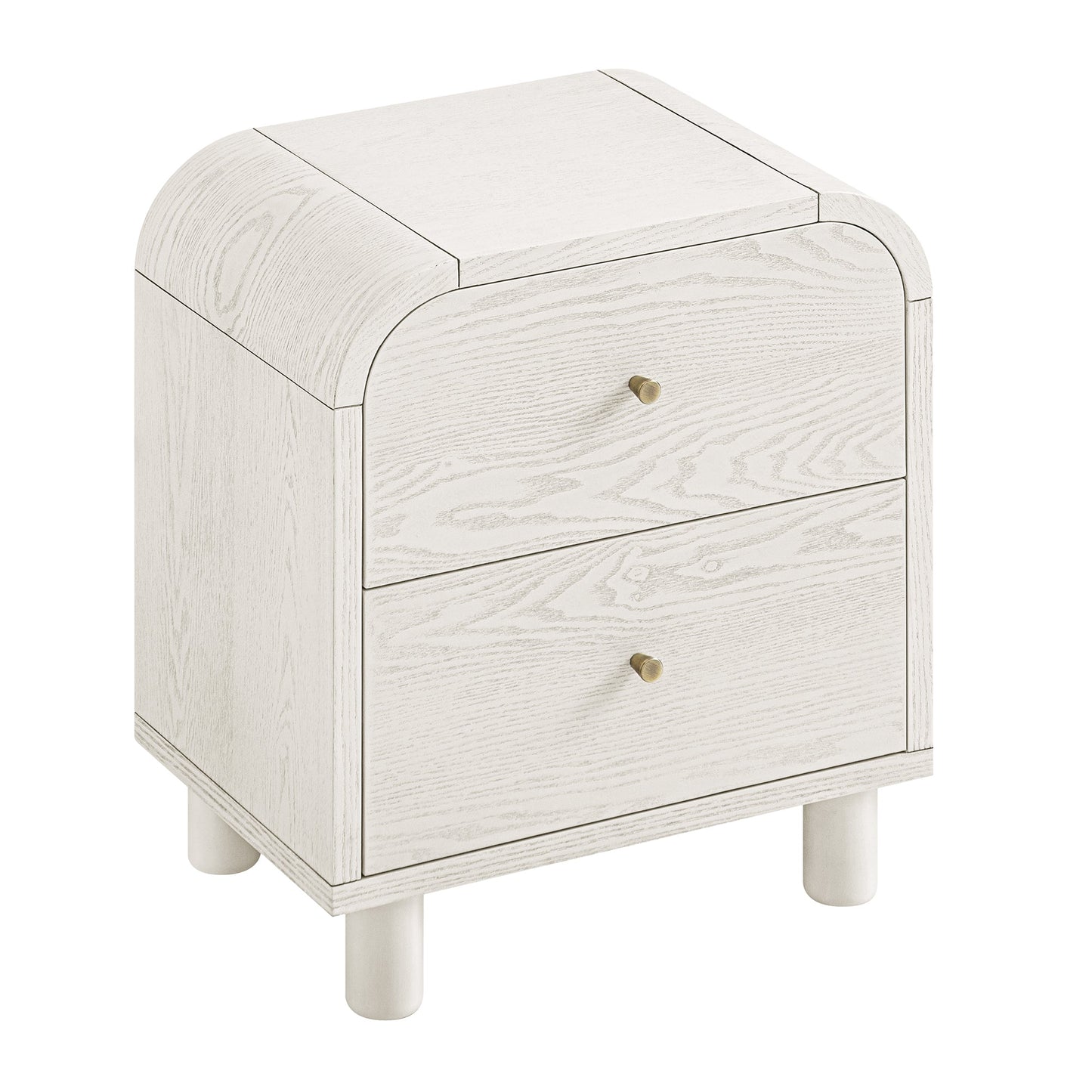 Maude 2 Drawer Bedside Table, Washed White Ash