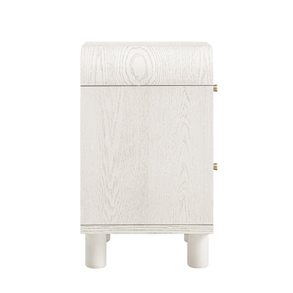 Maude 2 Drawer Bedside Table, Washed White Ash