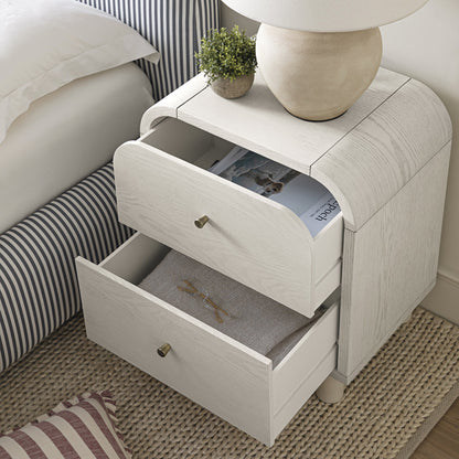 Maude 2 Drawer Bedside Table, Washed White Ash