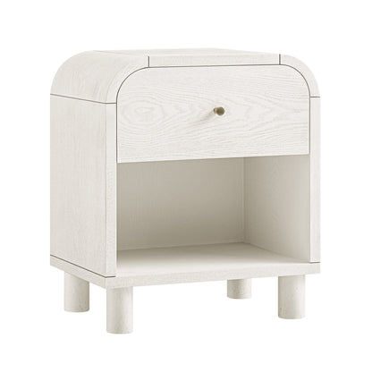 Maude 1 Drawer Bedside Table, Washed White Ash