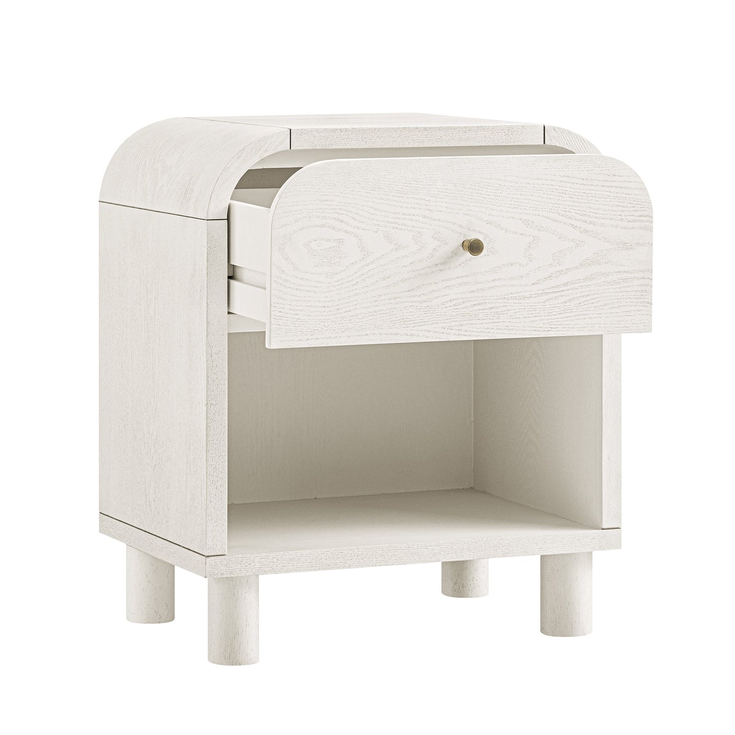 Maude 1 Drawer Bedside Table, Washed White Ash