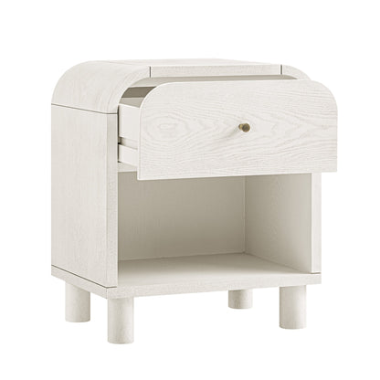 Maude 1 Drawer Bedside Table, Washed White Ash