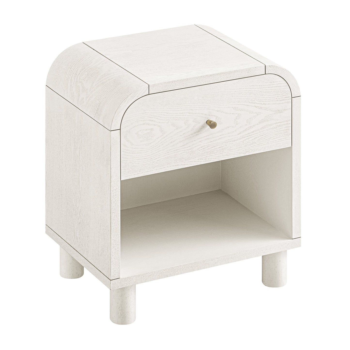 Maude 1 Drawer Bedside Table, Washed White Ash