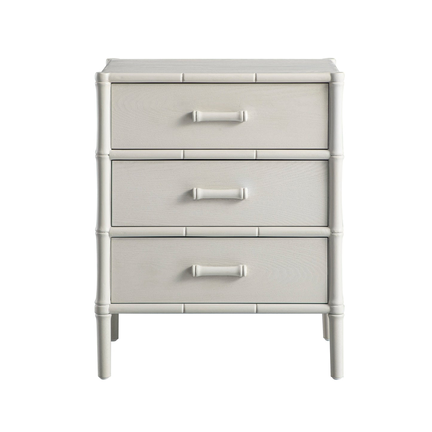 Elstowe Faux Bamboo 3-Drawer Bedside Table, Shaded White