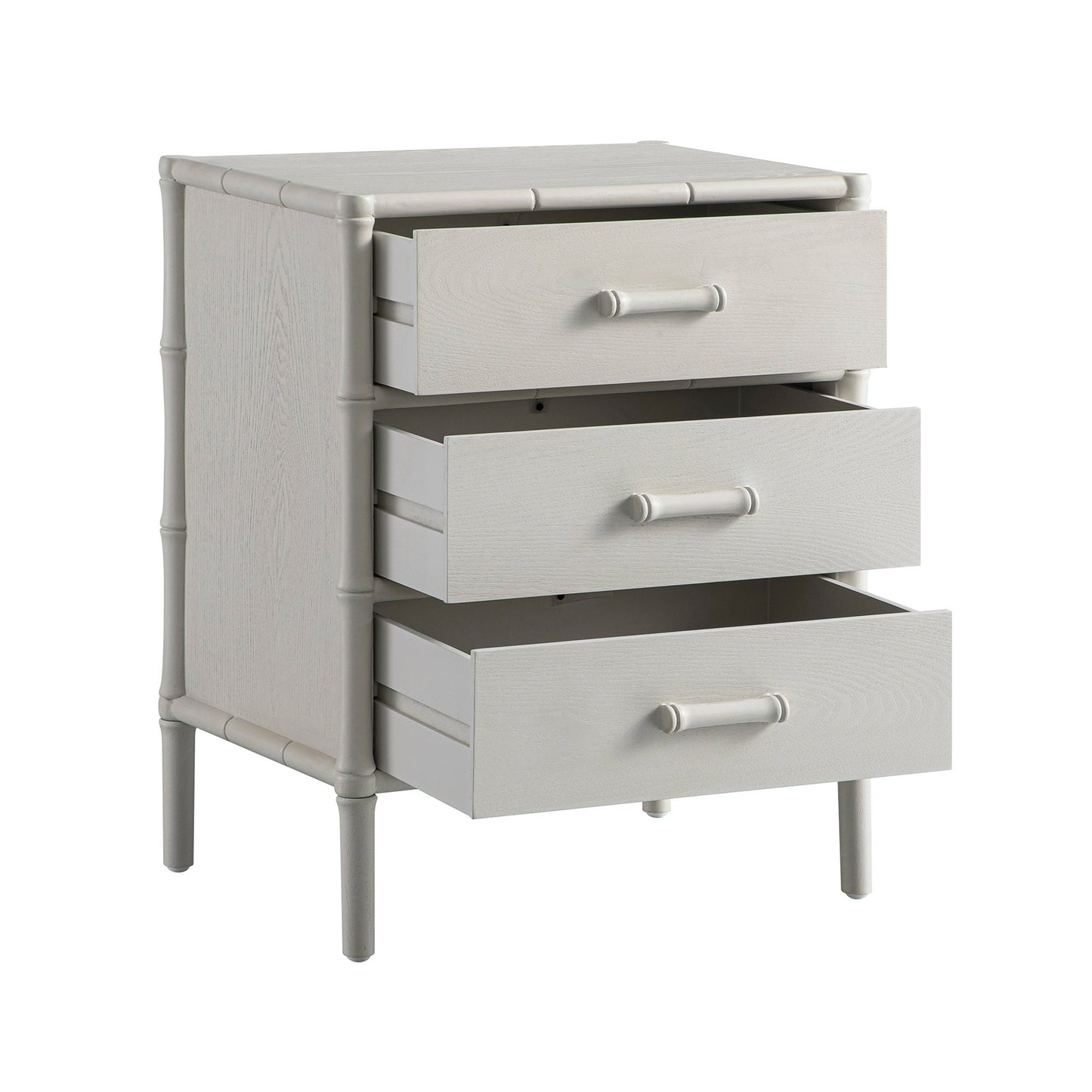 Elstowe Faux Bamboo 3-Drawer Bedside Table, Shaded White