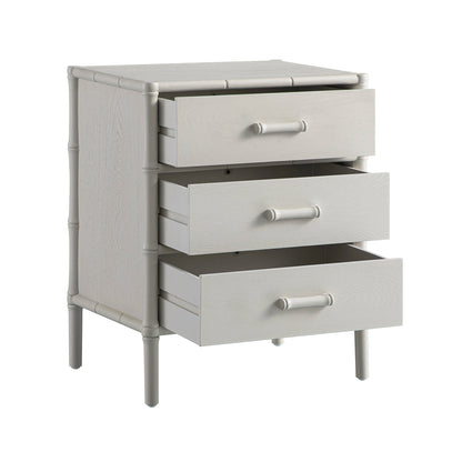 Elstowe Faux Bamboo 3-Drawer Bedside Table, Shaded White