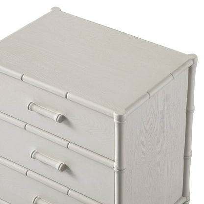Elstowe Faux Bamboo 3-Drawer Bedside Table, Shaded White