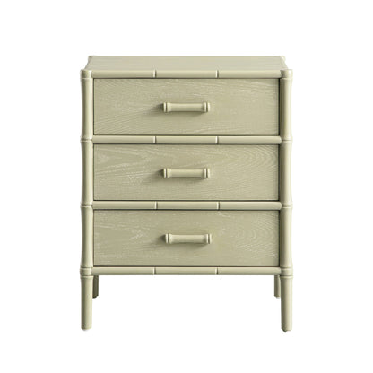 Elstowe Faux Bamboo 3-Drawer Bedside Table, Sage Green