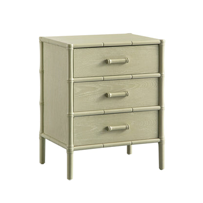Elstowe Faux Bamboo 3-Drawer Bedside Table, Sage Green