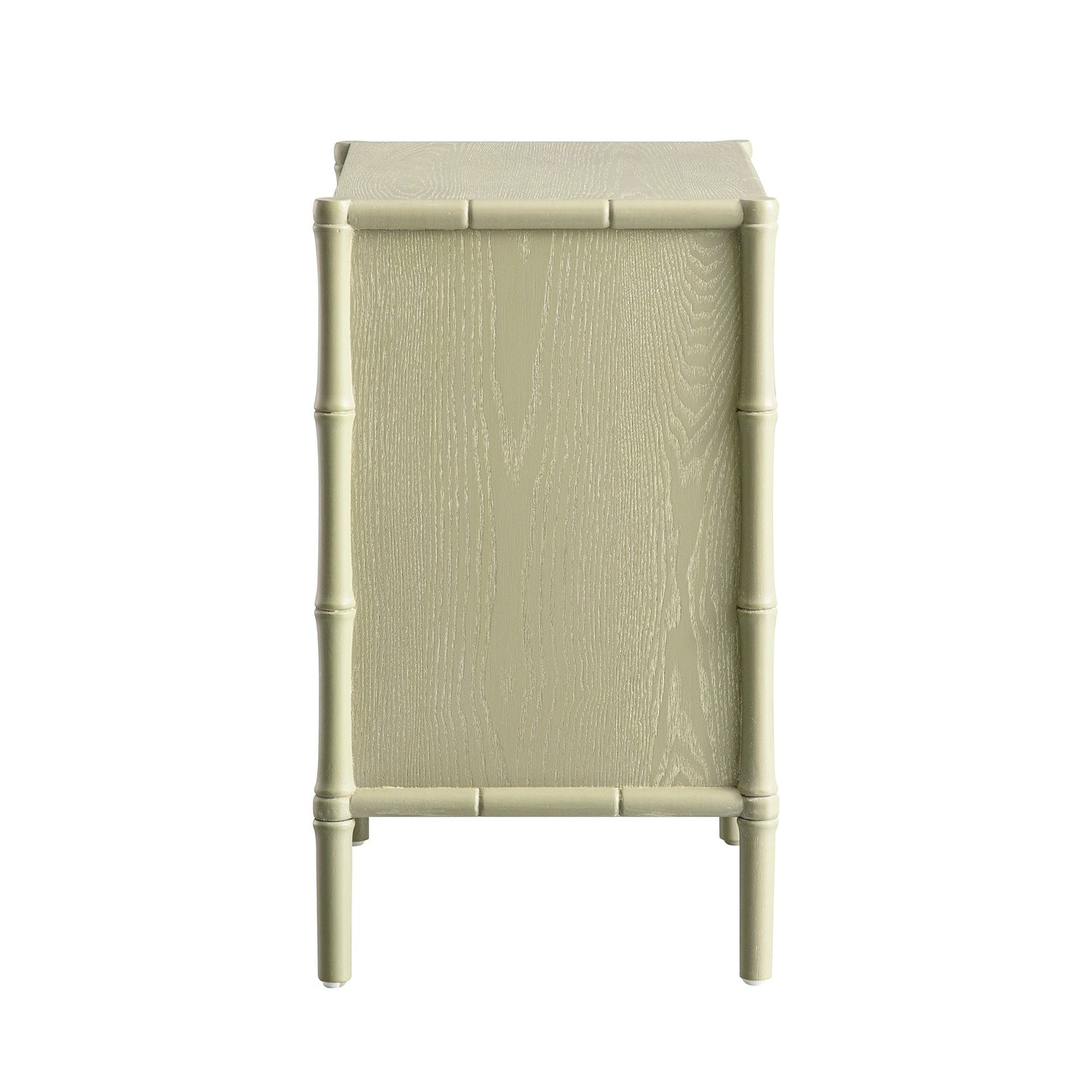 Elstowe Faux Bamboo 3-Drawer Bedside Table, Sage Green