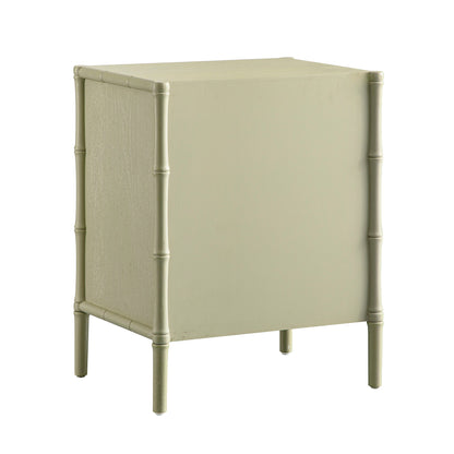 Elstowe Faux Bamboo 3-Drawer Bedside Table, Sage Green